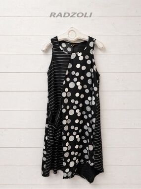 RADZOLI Black Mixed Print Sleeveless Dress M